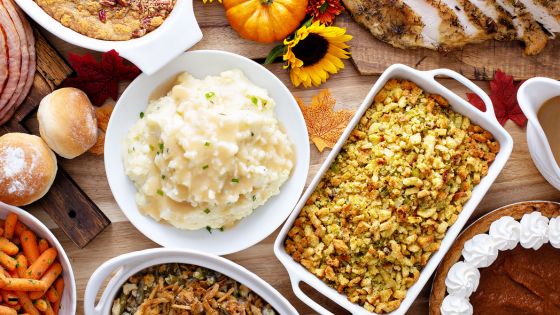 Thanksgiving 2025 (560 x 315 px) Mashed potatoes and stuffing dinner